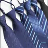 Cravatta da uomo con cerniera, non c'è bisogno di colpire un tailleur da 8 cm professionale blu scuro nero, facile da tirare pigro per il matrimonio dello sposo