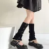 Women Socks Footless Boot Cuff Stockings Side Button Ruffle Lace Trim Knit 37JB