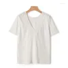 Camisetas para mujer, camiseta ahuecada con temperamento trenzado, camisetas de manga corta con cuello en V de verano 2023
