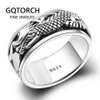 REAL PURE 925 Sterling Silver Dragon Rings for Men Rotertable Transfer Luck Vintage Punk Retro Style Anel Masculino Aneis Y1124242W