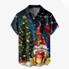 Men's Casual Shirts Summer 3D Merry Christmas Printing & Blouses Gift Reindeer Graphic Shirt Hawaiian Men Tops