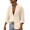 Camisas casuais masculinas Soly Fit Men Shirt Spring Summer Stand Stand Collar Slave Longa Workwear Retro Style O-Gobes
