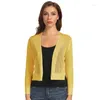 Women's Jackets Formal Cardigan Cropped Open Front Hollowed-out Knitted Casual Tops Solid Outwear Ladies Long Sleeve