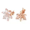 Studörhängen Autentisk 925 Sterling Silver Rose Gold Sparkling Herbarium Cluster Fashion for Women Gift DIY Jewelry