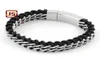 Bracelets de bijoux en acier inoxydable pour hommes Bracelets en acier titane pour hommes Bracelet en cuir véritable tressé couleur or et acier 7864546