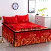 Jupe de lit fine sans taie d'oreiller, drap-housse imprimé de fleurs, drap de lit confortable, couvre-lit King/Queen, housse de matelas 231227