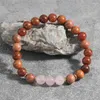 Strand OAIITE 8mm Bracelet en cristal rose naturel femme perle en bois Yoga méditation amour pierre d'énergie