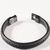 Bangle Wollet Jewelry Black Leather Magnetic Bracelet للرجال النساء المغناطيسات الفولاذ المقاوم للصدأ والجرمانيوم رعاية الرعاية الصحية الطاقة