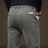 Pantalons pour hommes Mode Solide Couleur Casual Hommes Coton Slim Épais Tissu Sergé Classique Vêtements Travail Stretch Corée Pantalon Mâle