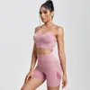 Survêtements pour femmes Solide Femmes Deux Pièces Ensembles Pêche Fesses Shorts Femmes Trackuistes Gym Ensemble Fitness Push Up Soutien-Gorge D'été Pièce