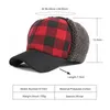 Wuaumx Hiver Bomber Chapeaux Men épaissisère le chapeau de trappeur russe Capuche de baseball Red Black Plaid Hat Bomber à vent pour femmes 231227