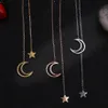 Couleur or Titane Acier Étoile Lune Colliers Pendentifs Déclaration De Mode Collier Femmes Argent Neclace Colar Bijoux Chains303s