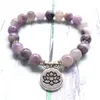 MG0984 8 mm Lilak Bilezik Kadınlar için Doğal Taş Lotus Yoga Mala Bilezik Modaya Meditasyon Enerji Koruma Bilezik235J