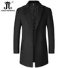 Casaco Masculino De Lã Cor Sólida Slim Mid-Length Windbreaker Quente Resistente Ao Desgaste Casaco De Lã Masculino Business Formal Wear Jaqueta Casual 231226