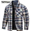 TACVASEN Oversize Lightweight Shirt Jacket Button Down Cotton Plaid Shirts Mens Long Sleeve Streetwear Flannel Shirts W Pockets 231226