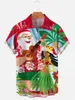 Camisas casuales para hombre para mujer Surfing Santa Christmas Camisa de manga corta hawaiana