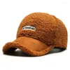 Balfano tappi alla moda di grande lettera ricami cappelli invernali berretto da baseball bruno bianco per donne calde peluche gorras gorras