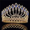 Mode Kristal Metalen Grote Kroon Bruids Tiara Roze Bruiloft Kroon Haar Sieraden Pageant Diadeem Koningin Koning Kroon W0104200j