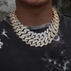 Hip Hop Jewelry Iced Out 22mm Prong Cuban Link Chain Necklace Miami Rock Silver Gold vvs Diamond Cuban Link Bracelets
