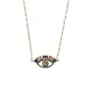 Pendentif Colliers Ensemble de bijoux avec zircon coloré plaqué bronze véritable or pendentif oeil du diable collier à griffes de mode