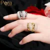 Pera Luxury Sparkling CZ Zircon Silver Color Multilayer Stor Open Resizable Wedding Rings for Women Party Jewlery Gift R1412584