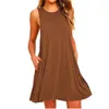 Summer Vestidos Women Casual Swing T-Shirt Dresses Beach Cover Up With Pockets Plus Size Loose T-shirt Dress