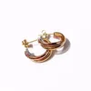 Classic style Punk Women three lines connect hook earring Stainless Steel Ear Hoop Earrings Gauges NEW mix mix colors Jewelry PS56288E