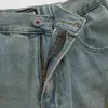 Jeans da uomo Fango-tintura effetto consumato lavato azzurro dritto gamba larga uomo e donna casual pantaloni versatili strappati mendicante denim