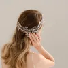 Diademi per capelli da sposa per donna Perline floreali Fascia per capelli con nastro Accessori per capelli da sposa Gioielli per testa Noiva