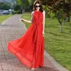 Abiti casual Abito super lungo 2023 Bohemian Solid Chiffon Large Size Holiday Beach Summer Elegante Big Swing Viola Rosso