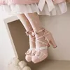 Sandaler yqbtdl rosa vit svartblå lolita stil för kvinnor sommar 2023 spets bowtie plattform hög klackade fest brud flicka skor