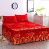 3Pcs Bed Sheet Lace Skirt Elastic Fitted Double Bedspread With Pillowcases Mattress Cover Bedding Set King Size Bedsheet 231227