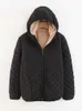 Kvinnors läder faux läder kvinnor hösten vinter parkas kappjackor kvinnliga lammhuven rutig lång ärm varm vinterjacka S ~ 3xl Casaco feminino J231227