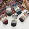 5 par mody Winter Men Socks Vintage Christmas Grube wełniane kolorowe sockrzysty sockro