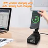 15W Wireless Charger 4-in-1 Foldable Phone Stand iPhone, Android Portable Wireless Charging Station Bluetooth Speaker Timer Alarm Clock