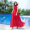 Casual Dresses Super Long Dress 2023 Bohemian Solid Chiffon Large Size Holiday Beach Summer Elegant Big Swing Purple Red