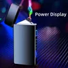USB Metal Electric Double Arc Plazma Çekiş Güç Ekran Açık Rüzgar Geçirmez Alevsiz Nabız Sigara Çakmak Erkek Hediyesi