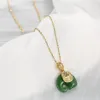 قلادة قلادة Meyrroyu Stainless Steel 2 Color Jade Elephant Necklace for Women chain 2022 Trend Bessing Gift Fashion 211a