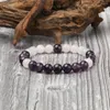 Strand OAIITE 8mm Natuurlijke Amethist Armband Vrouwen Aquamarijn Poeder Kristal Kralen Charm Mode Reiki Yoga Meditatie Sieraden