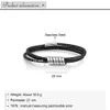 Personalized 3 Name Beads Engraved Bracelets for Men Vintage Customized Black Leather Bangles Fathers Gift 231226