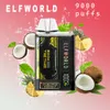 Elfworld Trans 9000 Puffs 10 Smaki 750 mAh 0%2%5%15 ml Prefild Widoczne krystaliczne pudełko powietrza Dostosuj wybuch smaku Smak ME Autentyczna marka Vapr Hurtowa Vape