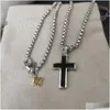 Pendant Necklaces Cross Necklace For Men Dy Jewelry Retro Vintage Designer Mens Chain Sier Necklaces Man Chains Boyfriend Birthday Par Otxfg