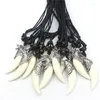 Pendant Necklaces Wholesale 12pcs/LOT Tibetan Silver Wolf Teeth Pendants Acrylic Tooth Charms Beads Sweater Chain Rope XL113