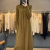 Casual Dresses Half-high-necked Cashmere Sweater Women's Long Over-the-knee Skirt With High-grade Coat And In Winter