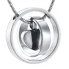 Pendant Necklaces IJD9954 Mirror Polished Engravable Ashes Heart In Two Circles Blank Urn Necklace 316L Stainless Steel Cremation