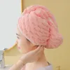 Chapeau de séchage de cheveux en velours de corail nuage super absorbant bonnet de serviette de soin des cheveux enveloppé Turban double couches bonnets de douche épaissis chapeaux de bain Q855