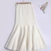 Skirts WDMSNA Solid Color Bodycon Fishtail Skirt For Women Winter Korean Higth Waist Faldas Version Elastic Plush Knitted