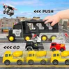 Diecast Truck Fire Engine Car Toys Engineering Fahrzeuge Bagger Bulldozer Model setzt Kinder Jungen für Geschenk 231227