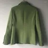 Jackets femininos 2023 Designer de passarela Green Formal Mulheres outono Botão de leão de inverno Botão dupla