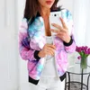 Women's Jackets Women Casual Tie Dye Printed Round Neck Zip Jacket Long Sleeve Coat